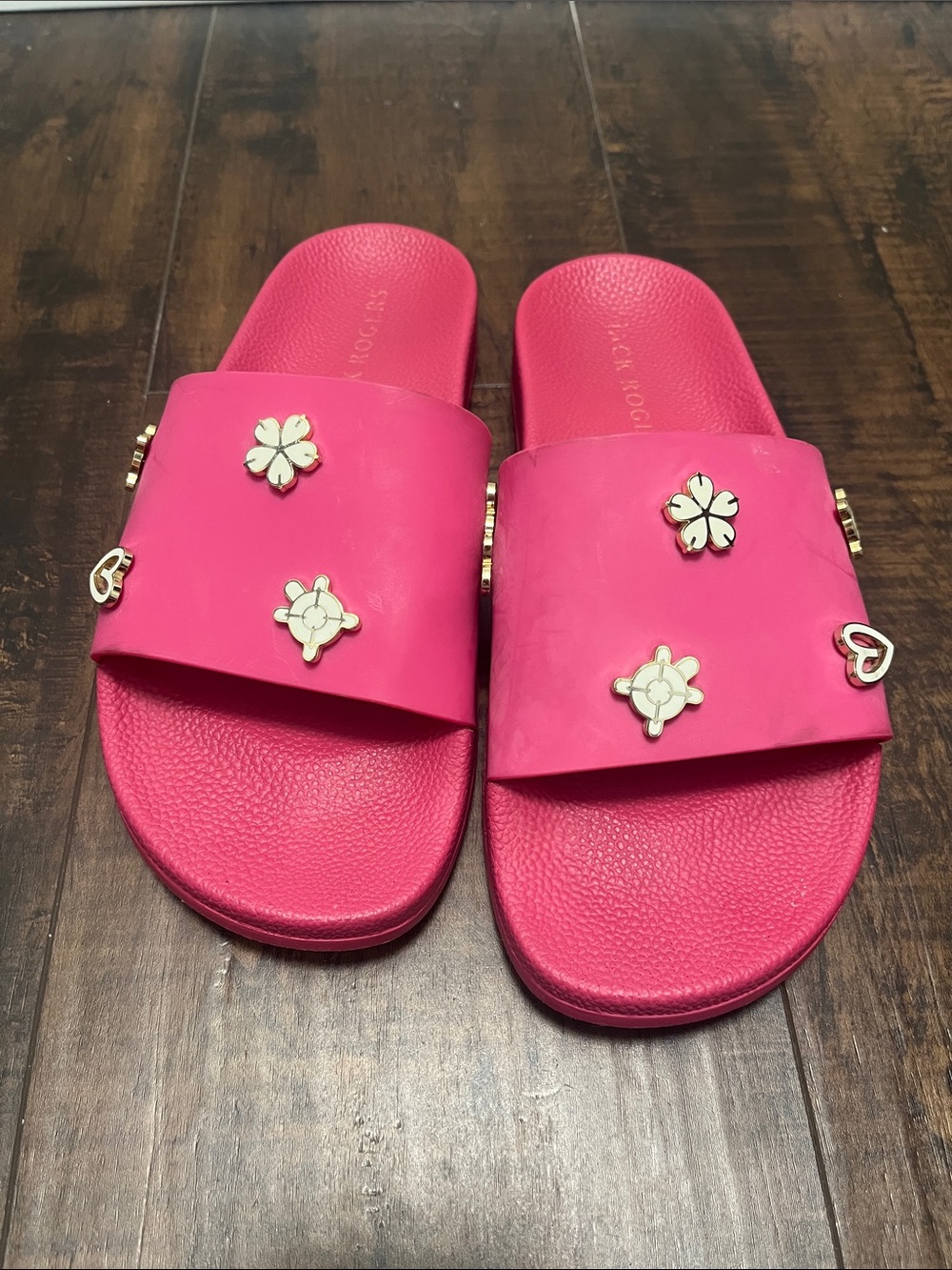 Jack Rogers Women’s Pink Slide Sandals with Decorative Charms